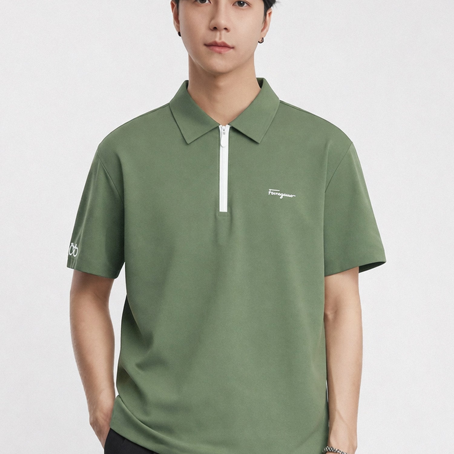 Fergmo Zipper Closure Style Men's Polo Shirt