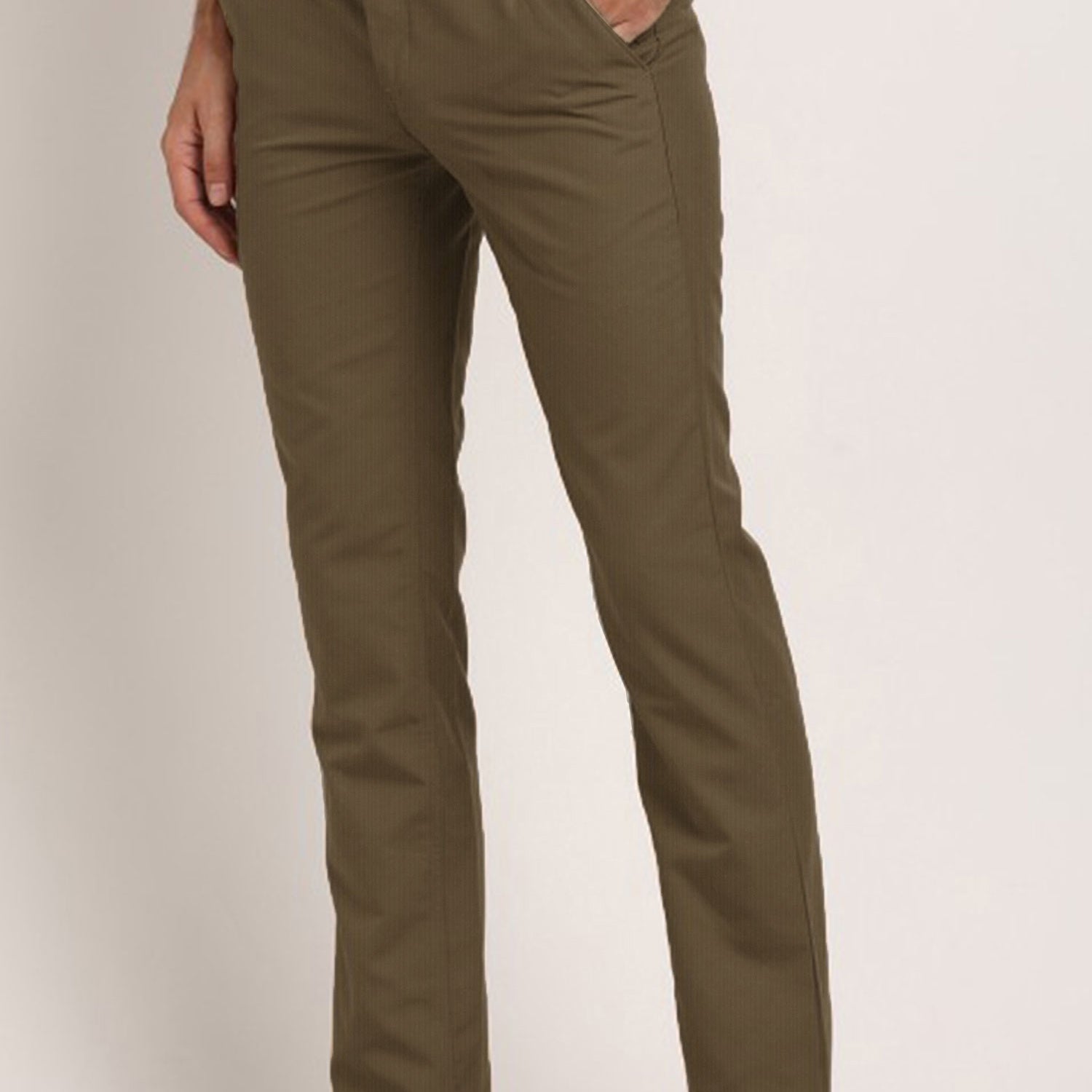 Turbo Urban Executive Slim Fit Cotton Pant In Olive Brown