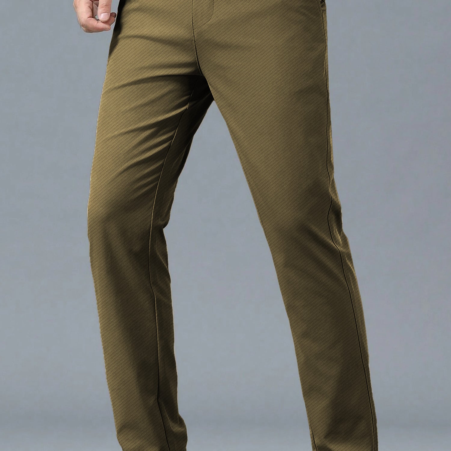Turbo Urban Executive Slim Fit Cotton Pant In Olive Brown