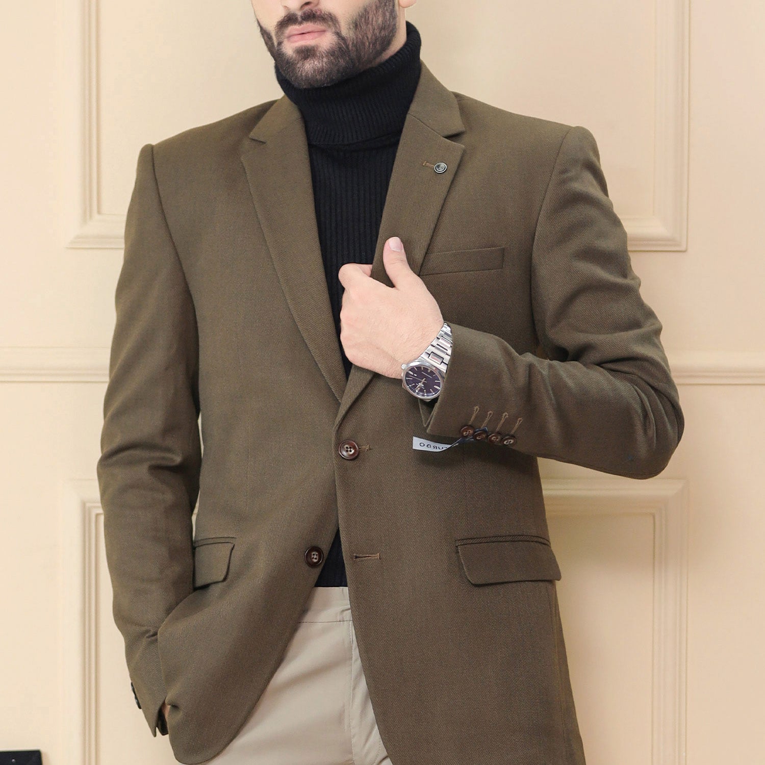 Classic Rich Cross Textured Pattern Men Blazer