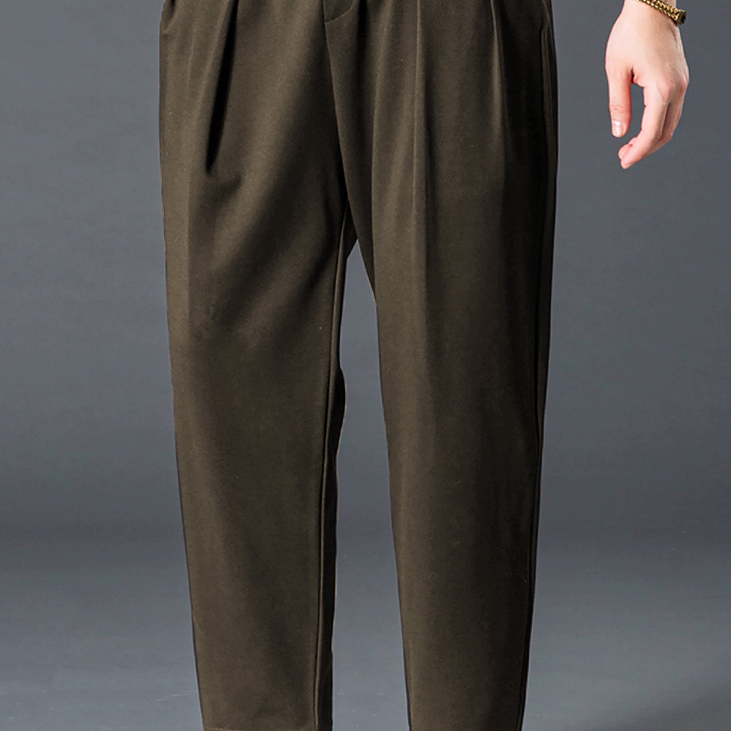 Turbo Comfort Front Plate Regular Straight-Fit Trouser In Olive Green