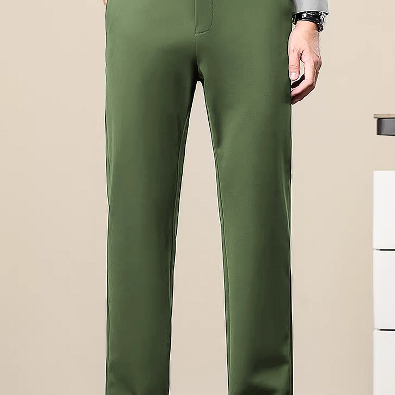 Turbo Axis Intelli-Drape Refined Fit Twil Cotton Pent In Olive Green