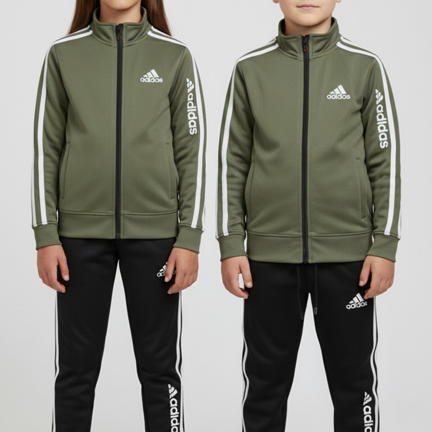 Adds Imported Multi-Slogans Unisex Kids Tracksuit In Mid Green