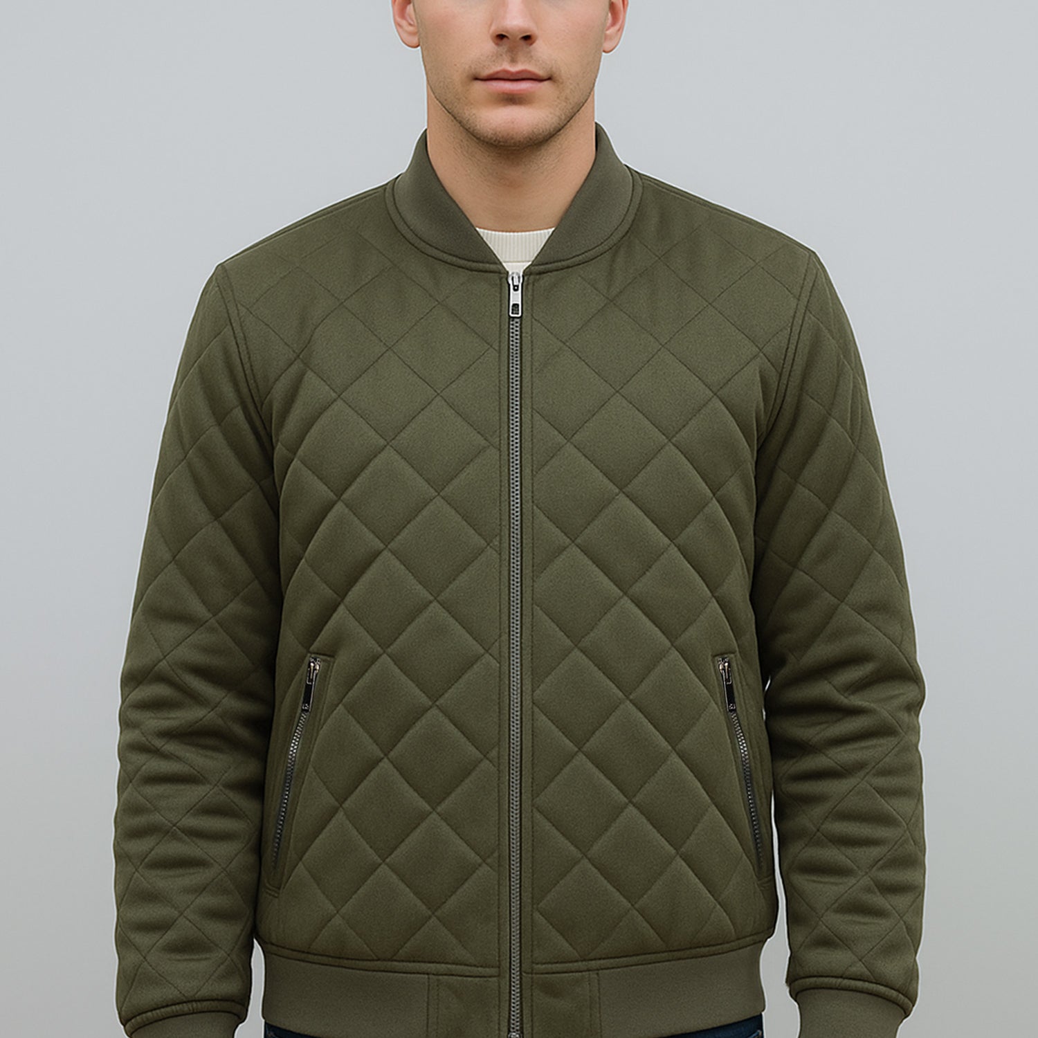 Radiant Stich Quilted Imported Men's Suede Jacket