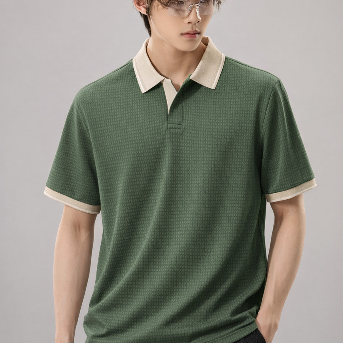 Turbo V Neck Collared Polo Men's T-Shirt