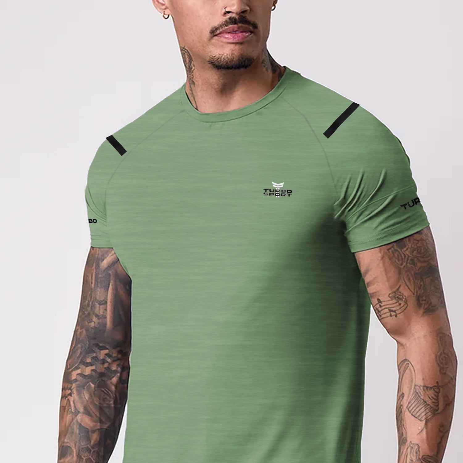 Turbo Sport Shoulder Striped Breathable Dry-Fit Tee