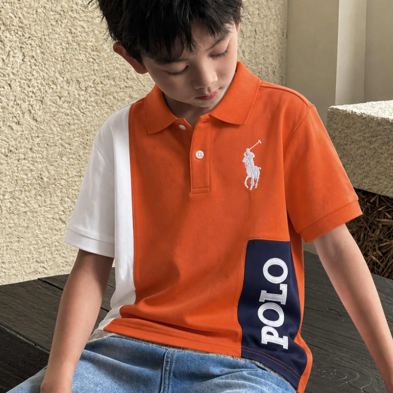 Plo Rph Lren Color-Blocked Style Younger Kids Polo Shirt