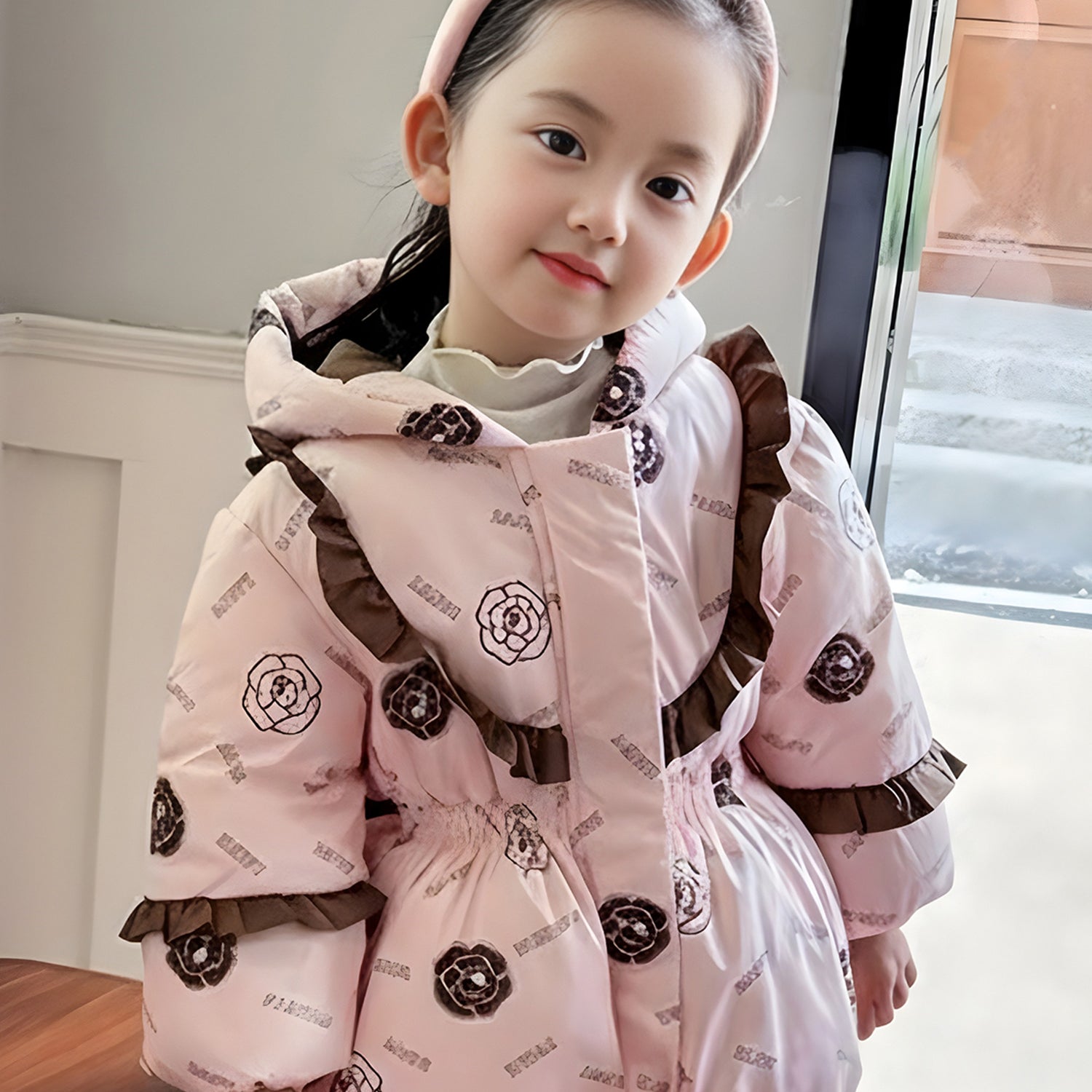 Girls Long Hooded Down Puffer Jacket
