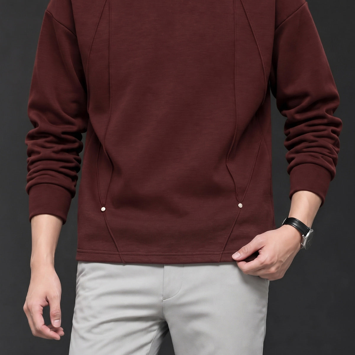 Turbo Geometric Piping Imported Round Neck Men's Sweatshirt