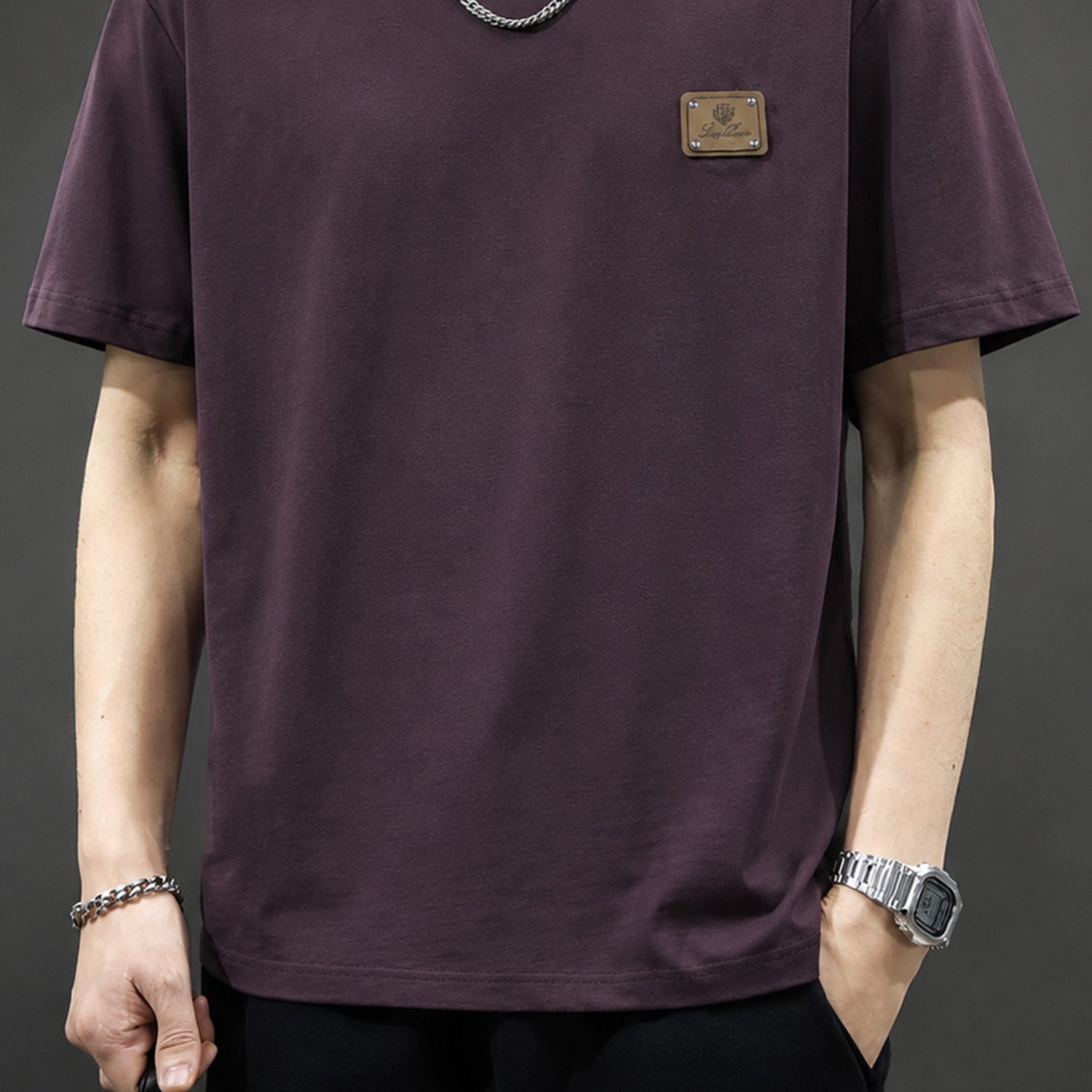 Lro Piana Distinctive Logo Patch Men's T-Shirt