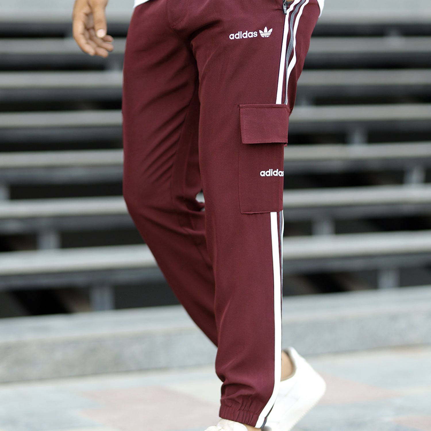 Adds Micro Stripes Slimfit Imported Sportswear Trouser In Plum