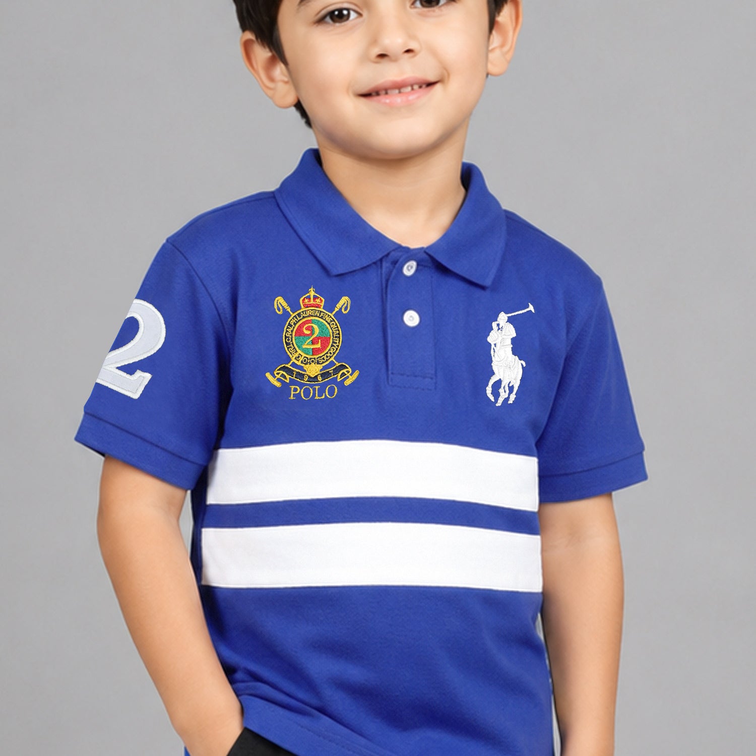 Plo Rph Lren Custom Slim Fit Crest Mesh Kids Polo Shirt