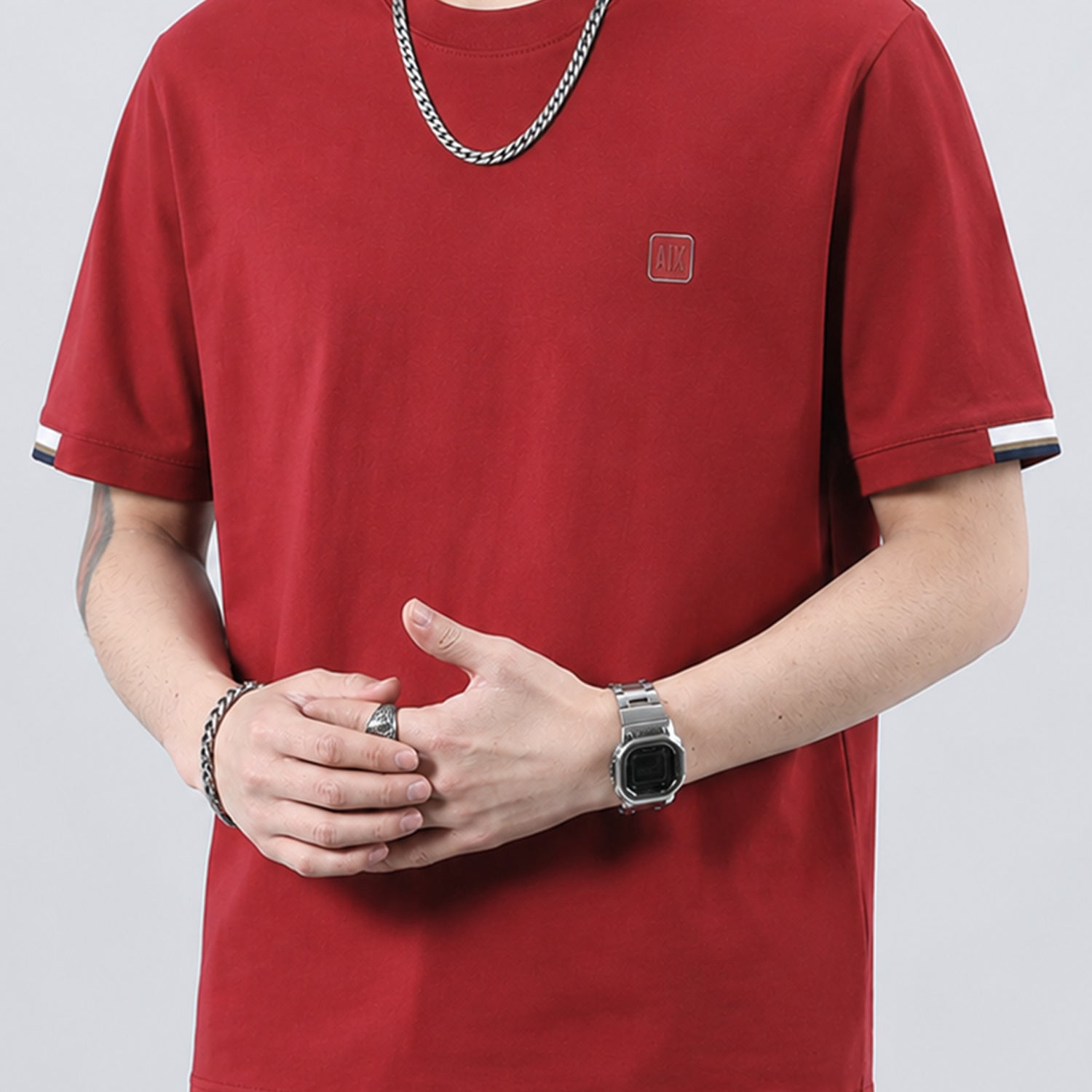 Armni Excnge Striped Sleeve Men's T-Shirt