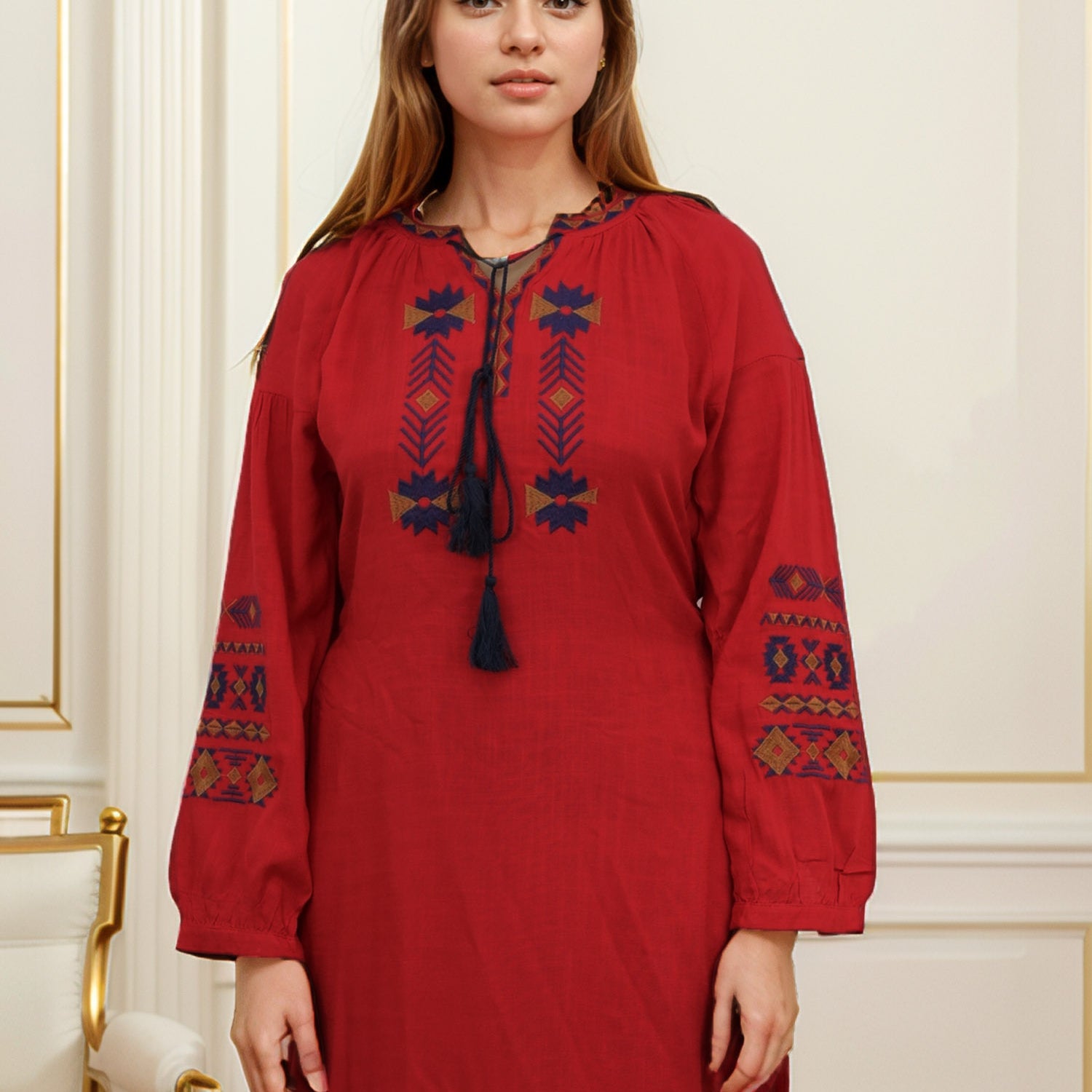 Embroidery Design Self Fabric Turkish Imported Top
