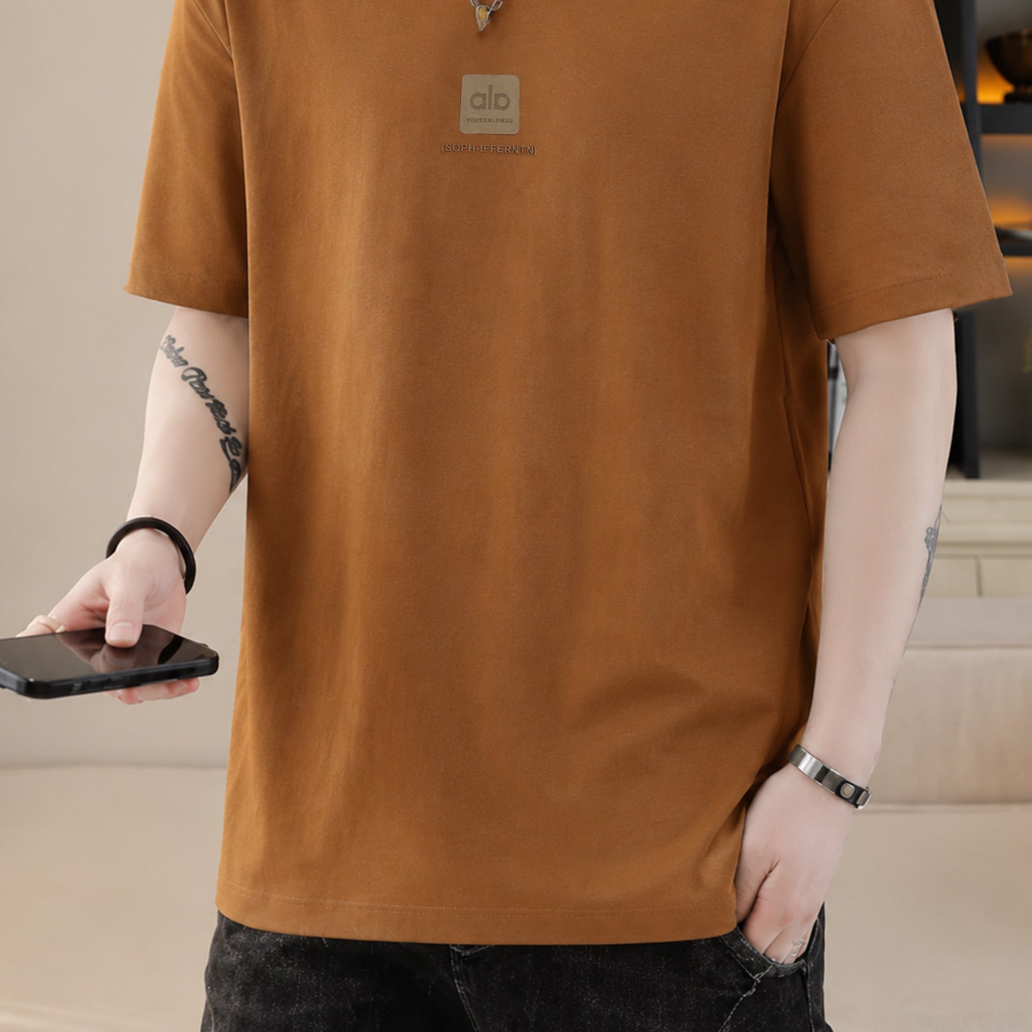Alo Square Logo On Chest Men's T-Shirt