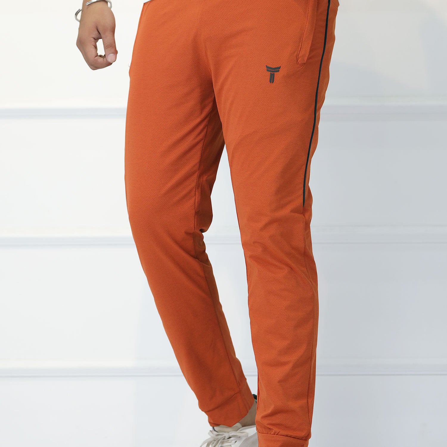 Turbo 'TRB Club' Side Striped Men's Dry-Fit Trouser In Rust