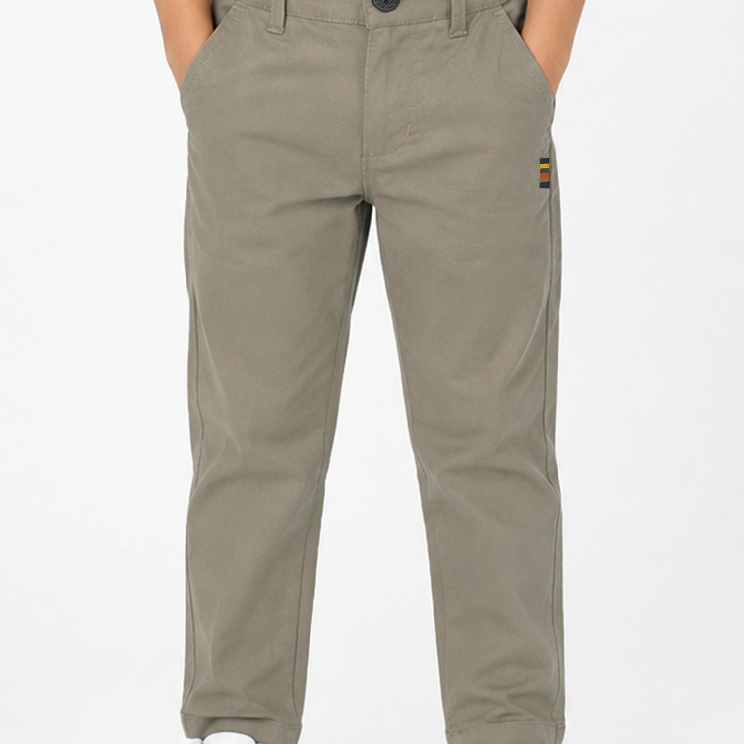 Turbo Regular Slim Fit Cotton Pant For Boys In Sage