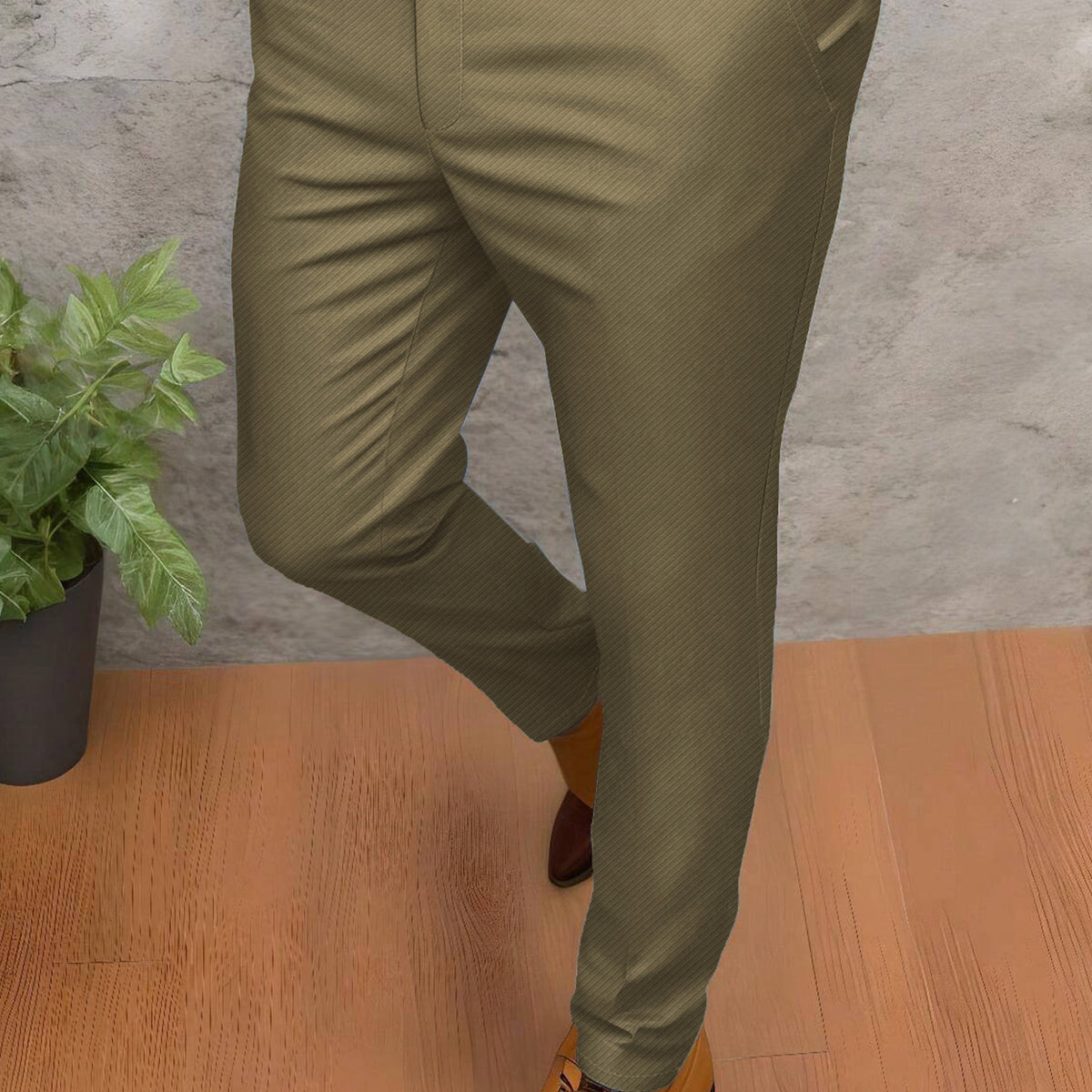 Turbo Urban Executive Slim Fit Cotton Pant In Sage