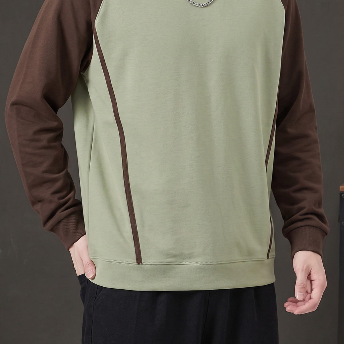 Turbo Raglan Sleeve Pullover Imported Round Neck Men's Sweatshirt