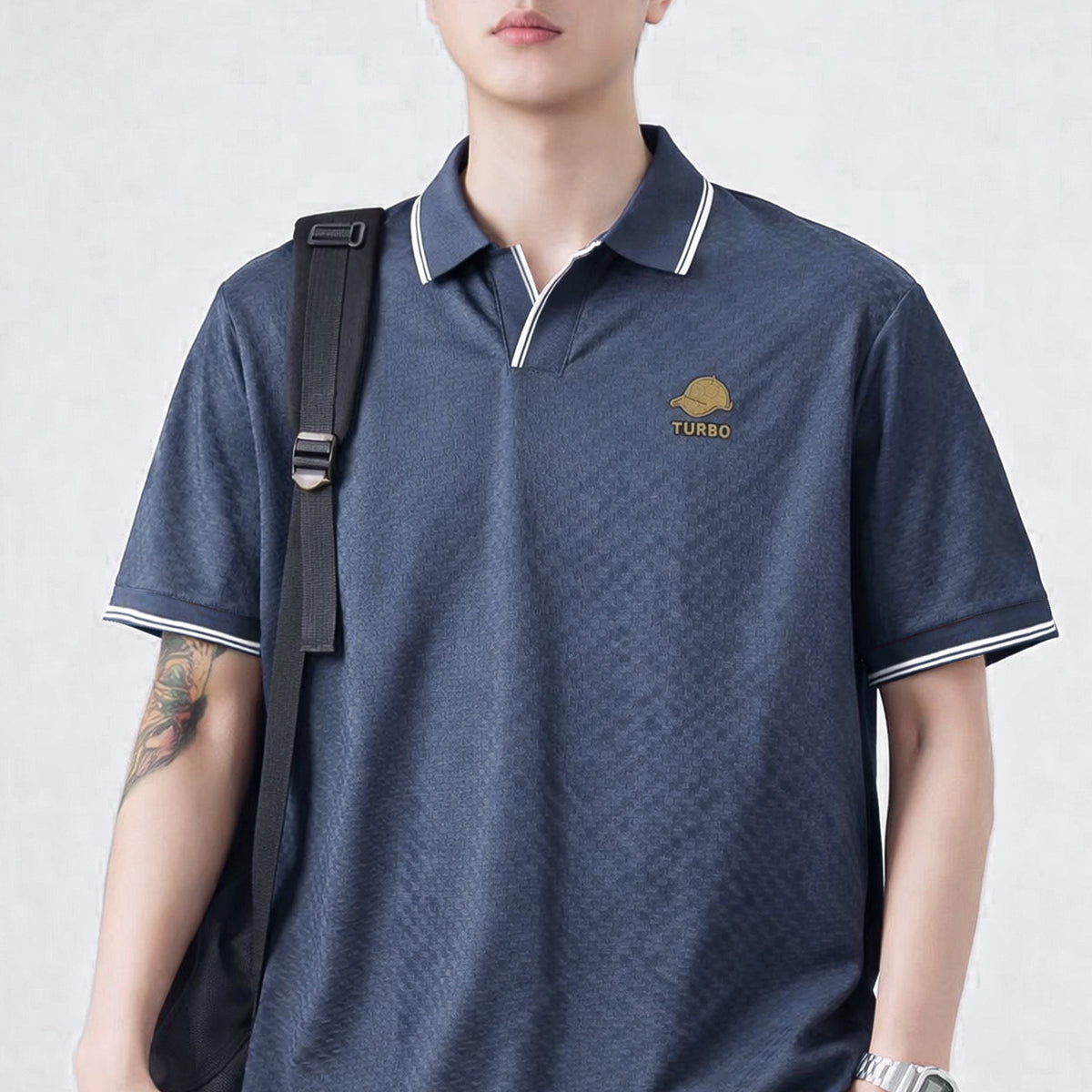 Turbo Distinctive V-Neck Collar Polo T-Shirt