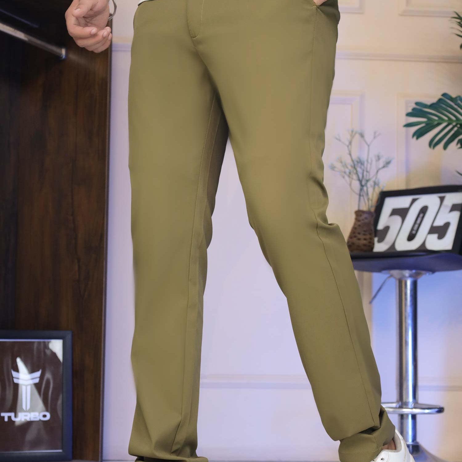 Turbo Axis Intelli-Drape Refined Fit Twil Cotton Pent In Sage Green