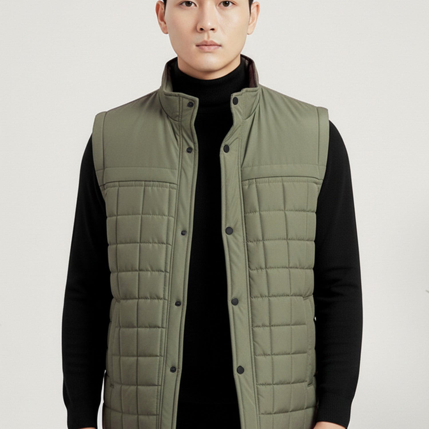 Quilted Design, Stand-up Collar Men's Gilet