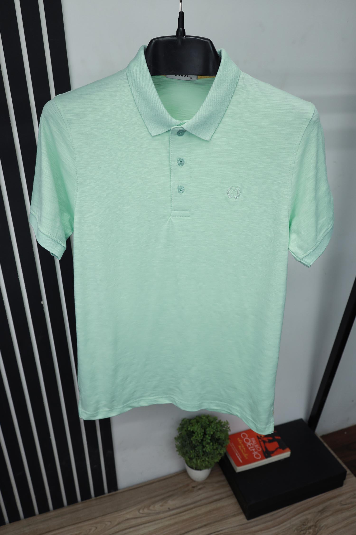 Craze Front Embroidered Logo Polo Shirt in Sea Green