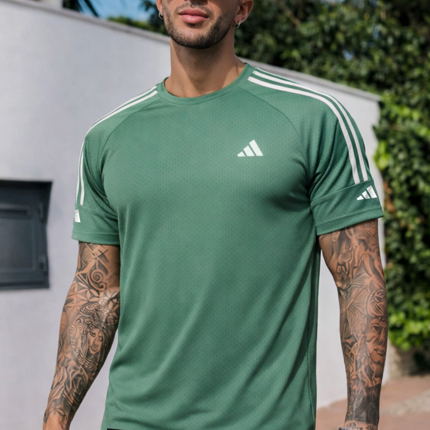 Adds Shoulders 3 Stripe Style Imp Dry-Fit Tee