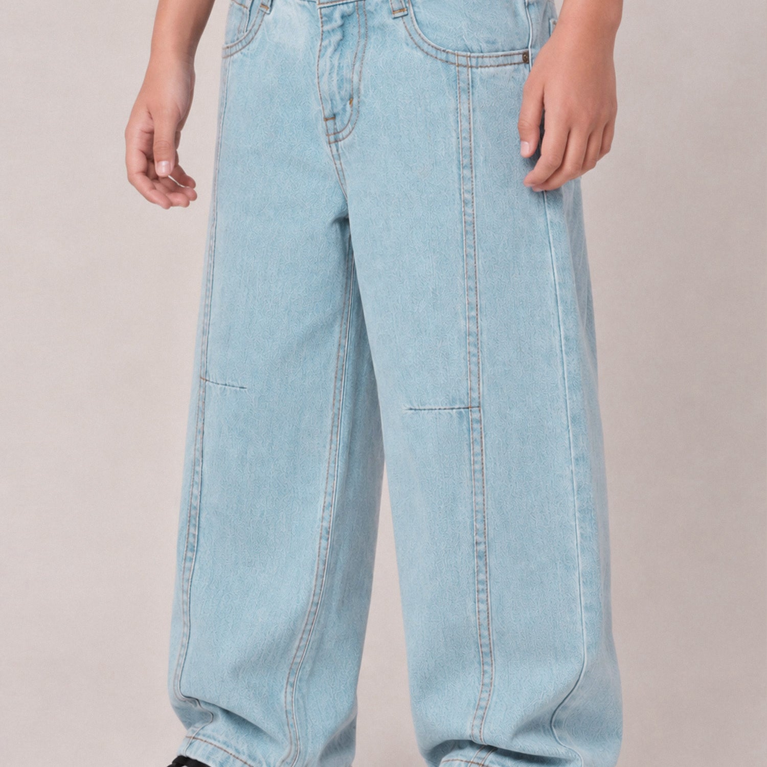 Turbo Front Line Denim Baggy Jeans For Boys