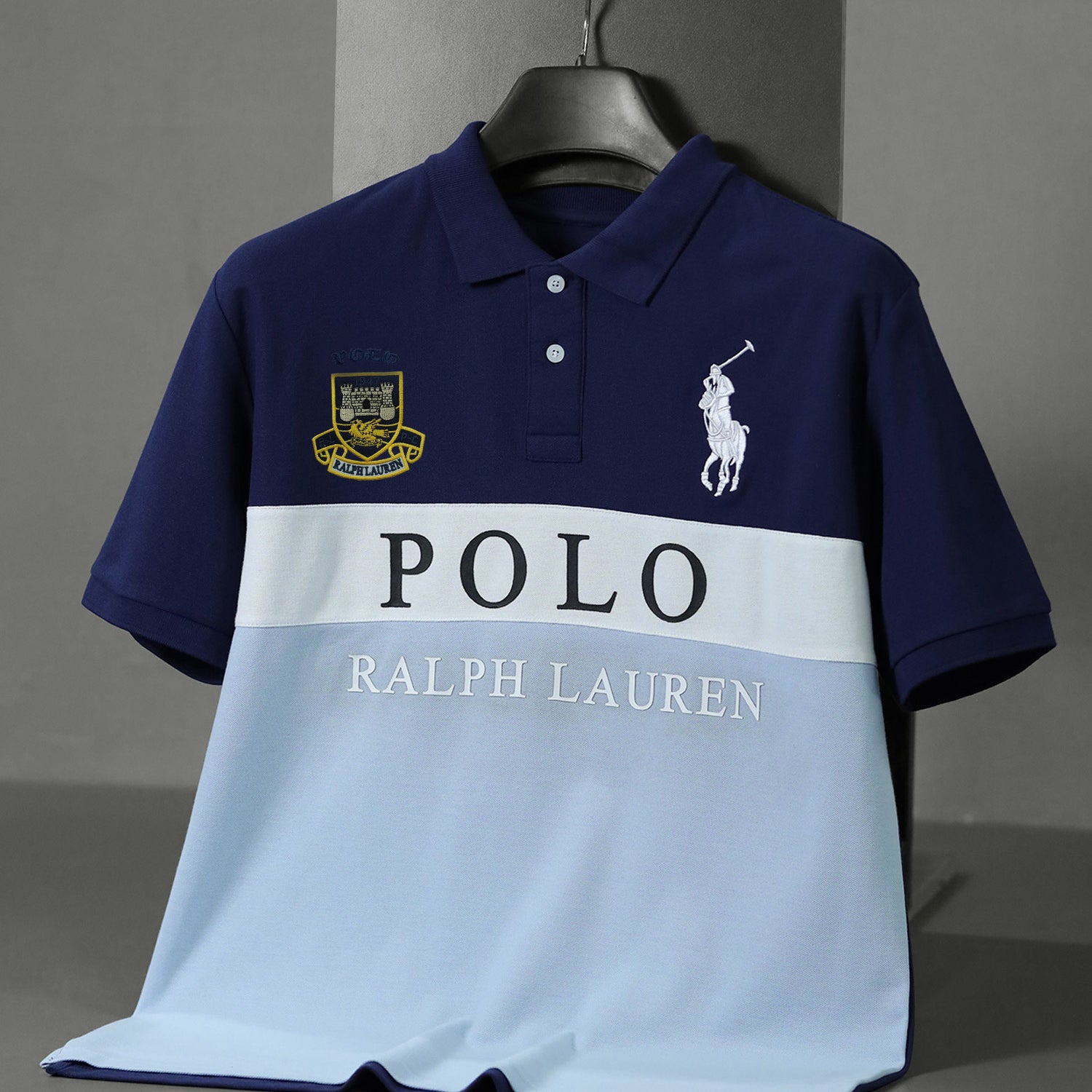 Plo Rph Lren Custom Fit In Two-Tone Men's Polo Shirt