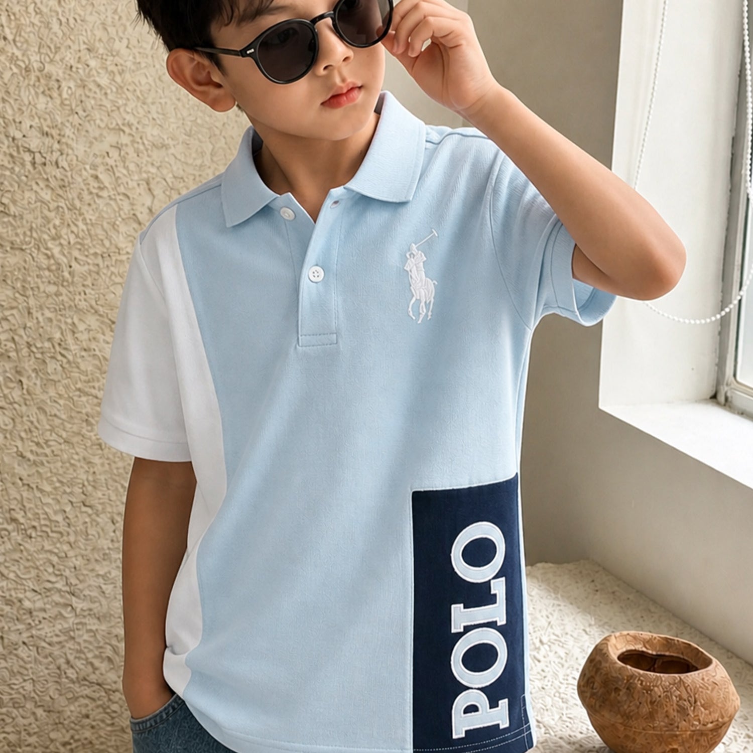 Plo Rph Lren Color-Blocked Style Younger Kids Polo Shirt