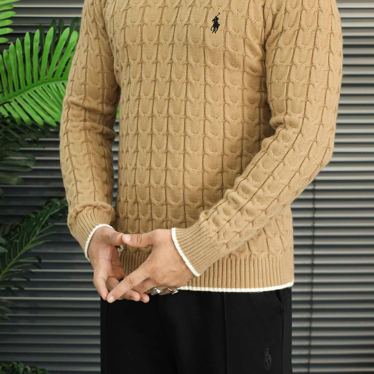 Polo Cashmere Blend Knit Imported Men's Sweater