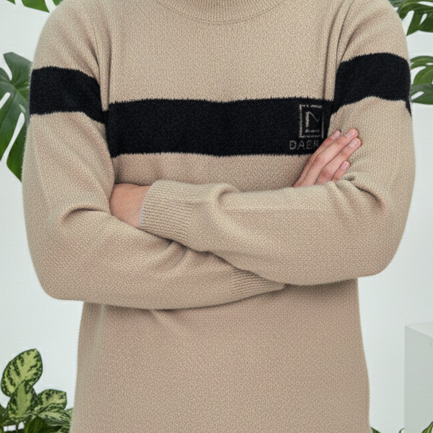Pullover Imported Round Neck Men's Sweater In Skin
