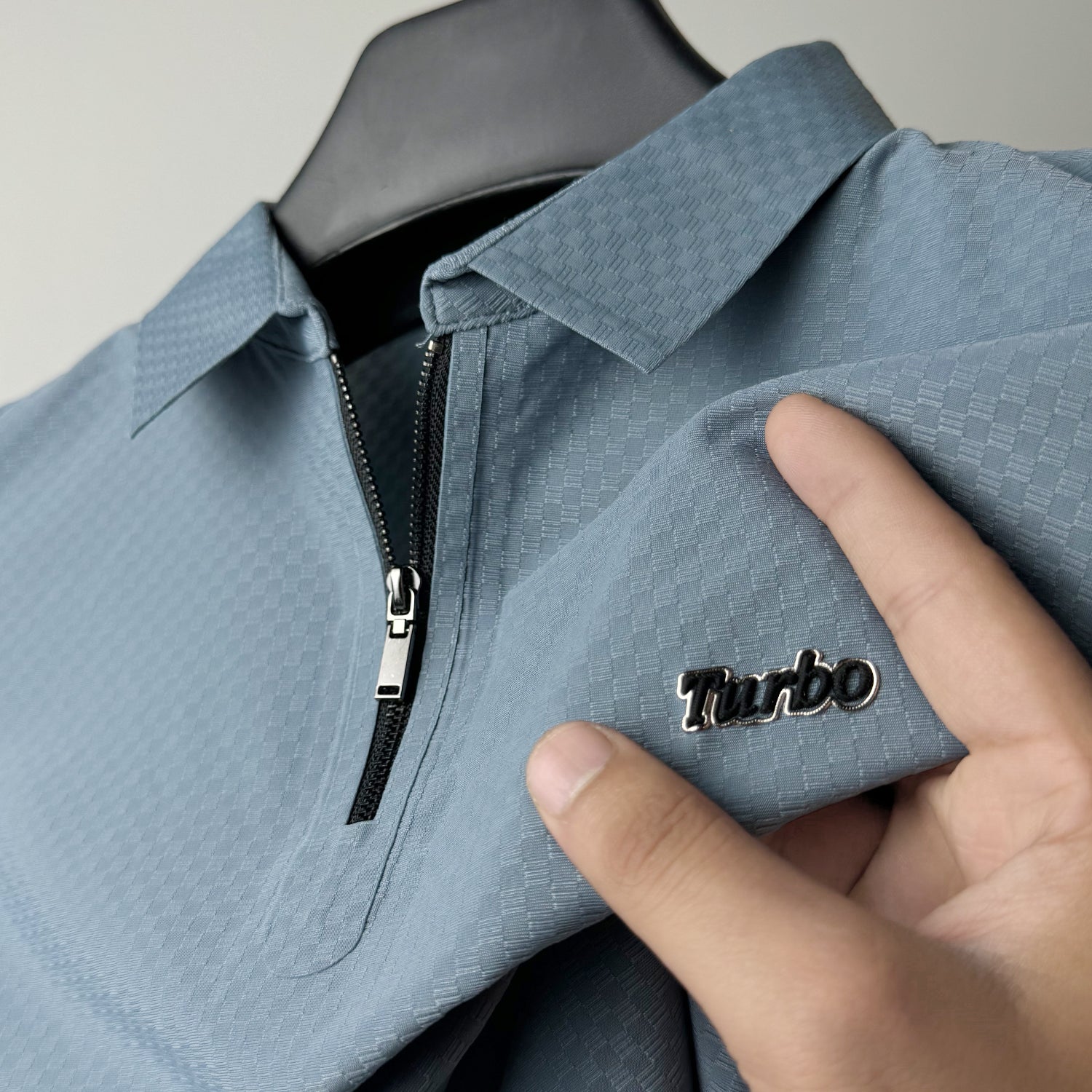 Turbo Abstract Symmetry Zip-Collar Men's Polo Shirt