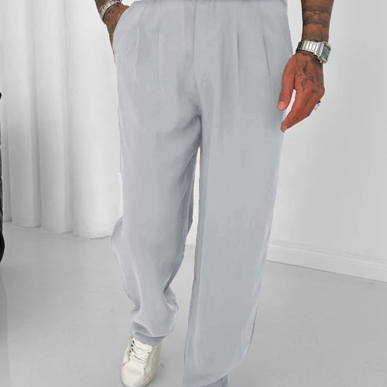 Turbo Comfort Front Plate Regular Straight-Fit Trouser In Slate Grey