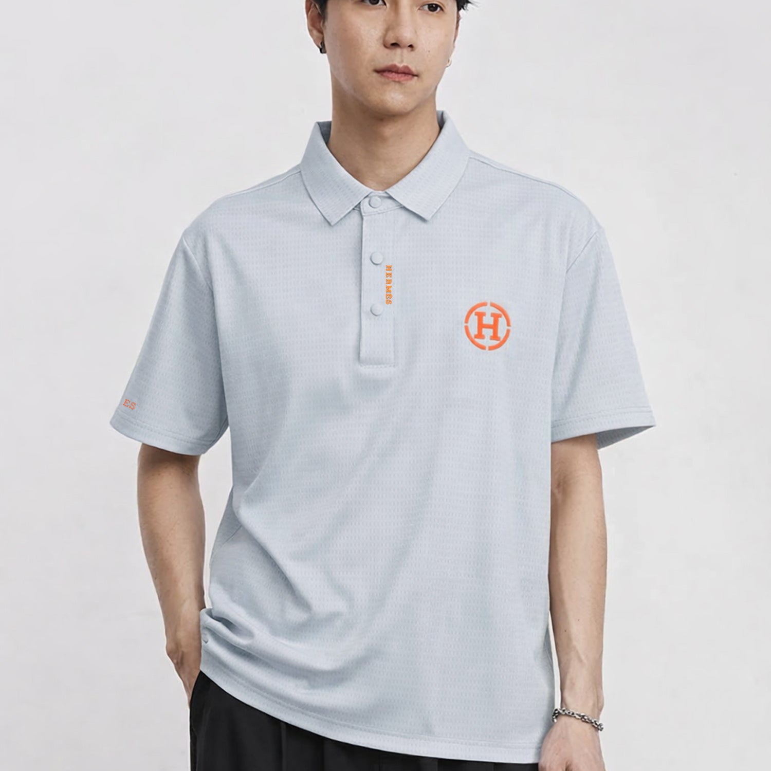 Hrms Orange Accent Logo Style Men's Polo Shirt