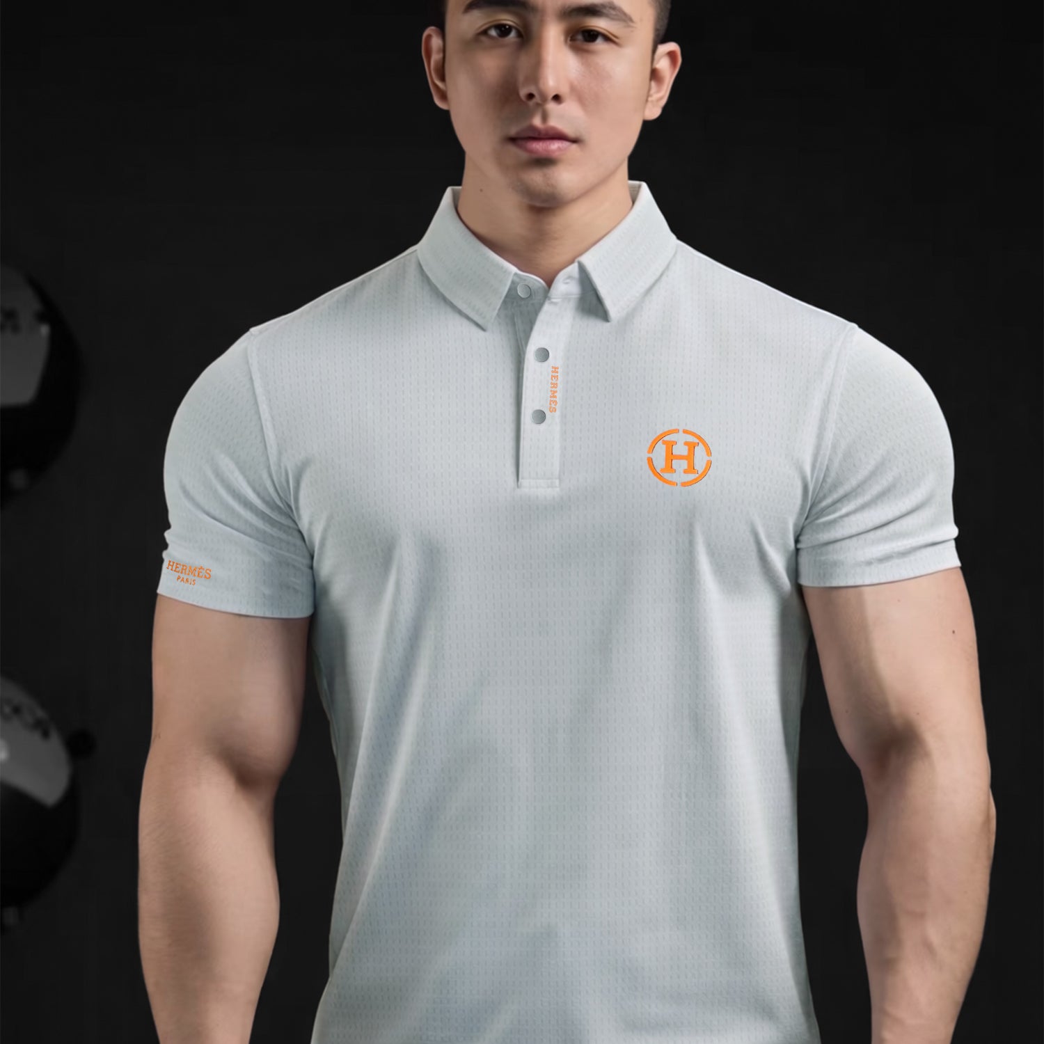 Hrms Orange Accent Logo Style Men's Polo Shirt