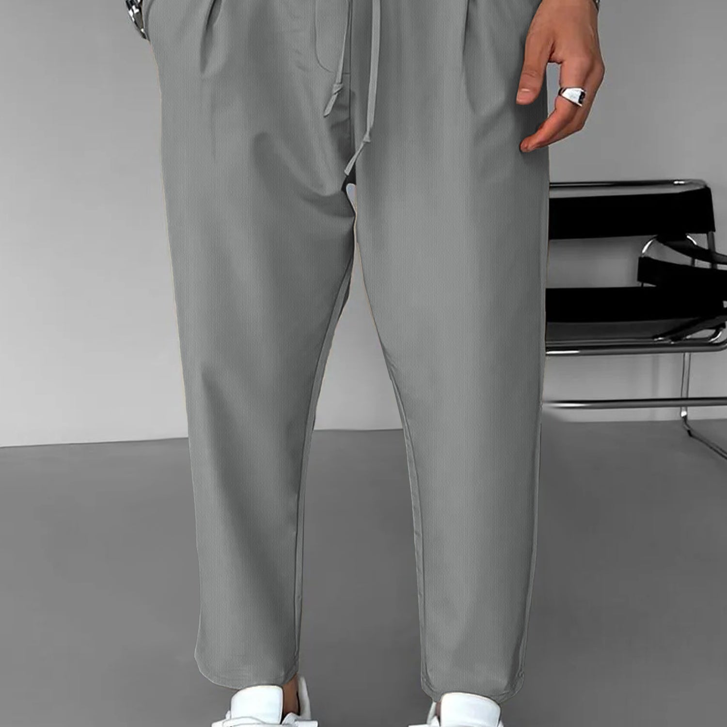 Turbo Straight Leg Lace-Up SlimFit Trouser In Slate Grey