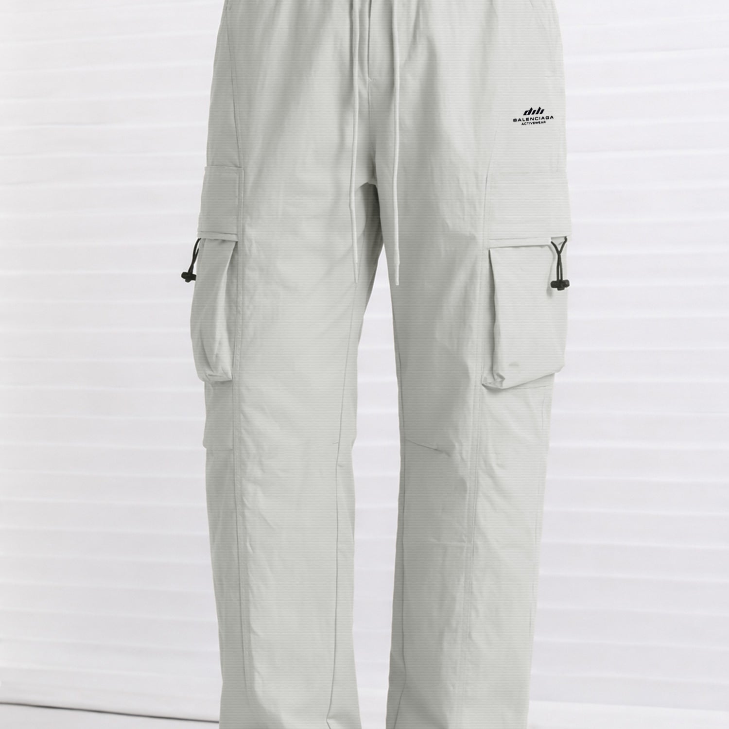 Men's Flap Pockets Drawstring Waist Cargo Trouser