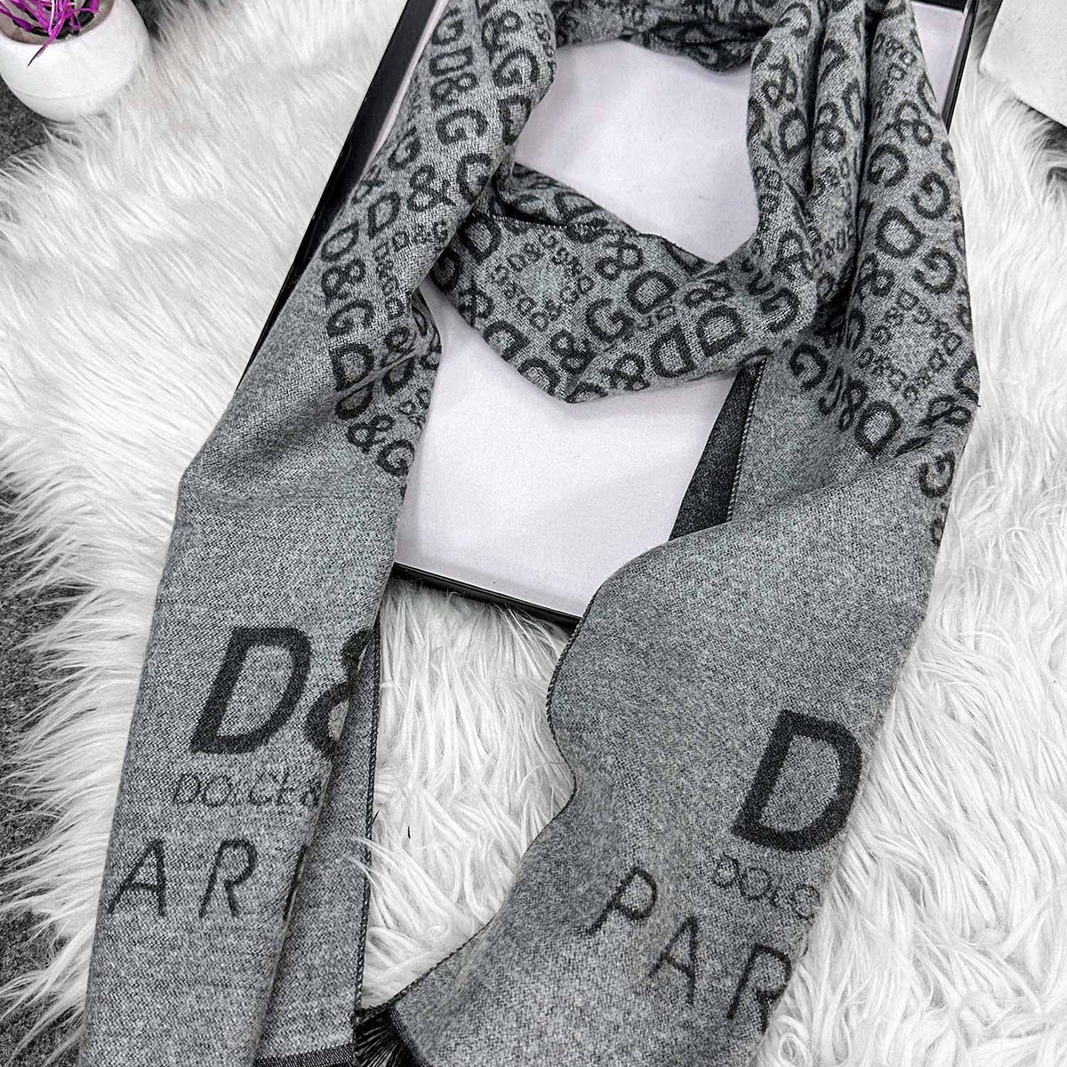 Dlce&Gabna Monogram-Pattern Imported Men's Wool Muffler