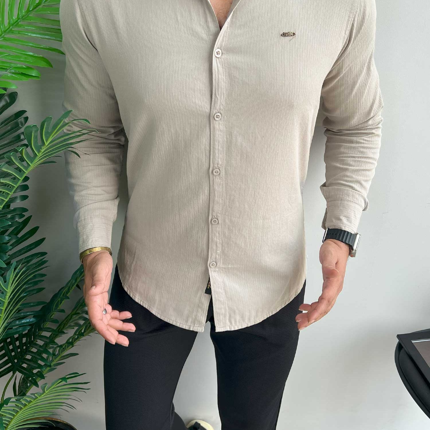 Turbo Self Lining Long Sleeve Cotton Casual Shirt