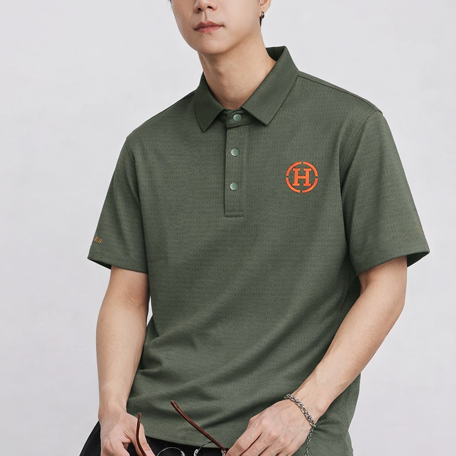 Hrms Orange Accent Logo Style Men's Polo Shirt