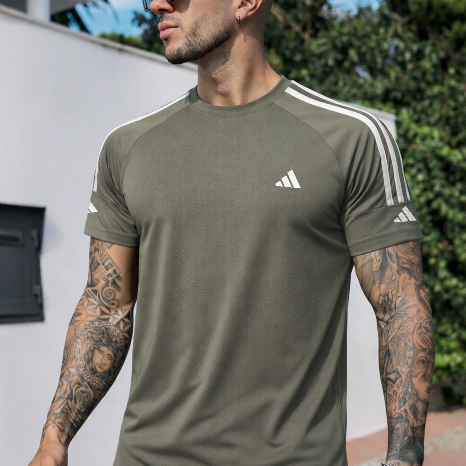 Adds Shoulders 3 Stripe Style Imp Dry-Fit Tee