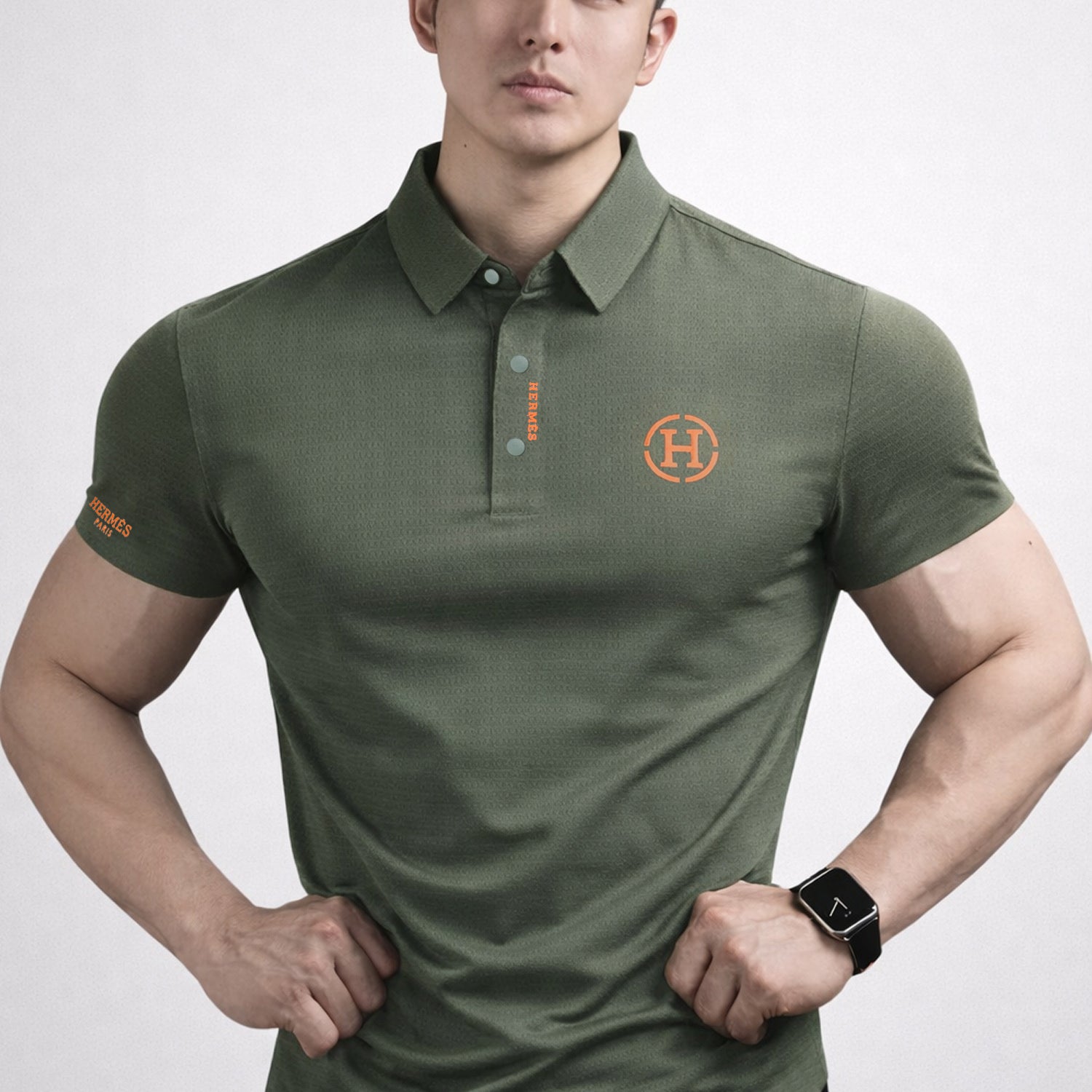 Hrms Orange Accent Logo Style Men's Polo Shirt