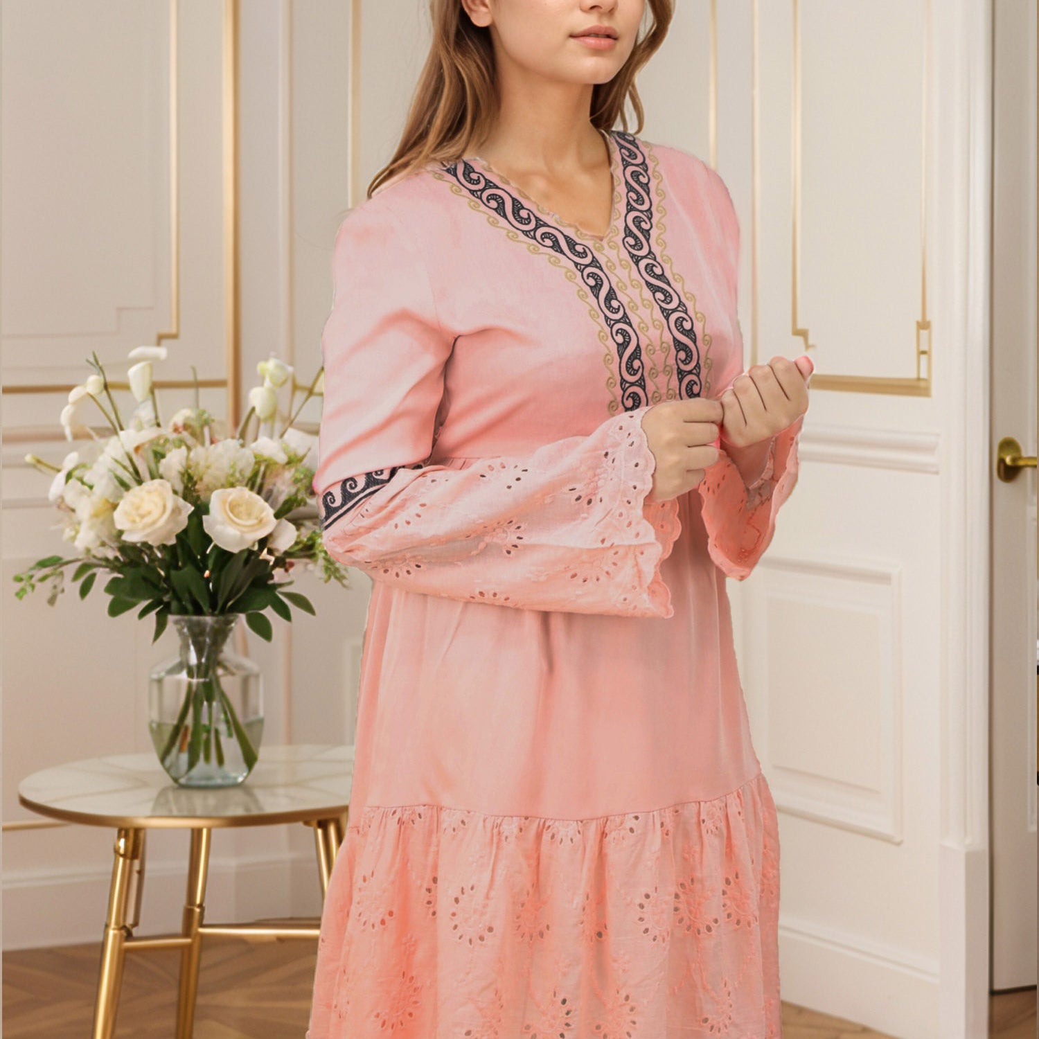 Embroidered Design Sewing Pattern Turkish Imported Top