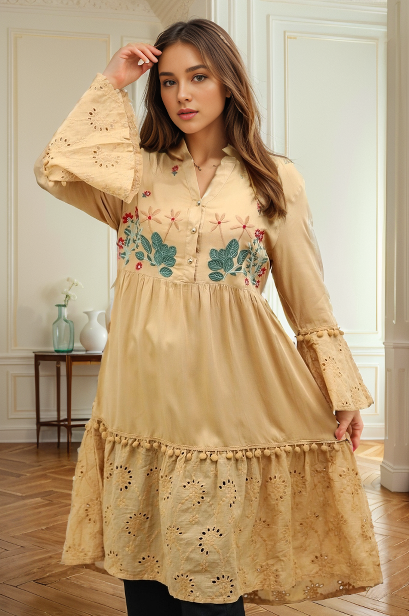 Embroidered Long Turkish Imported Top