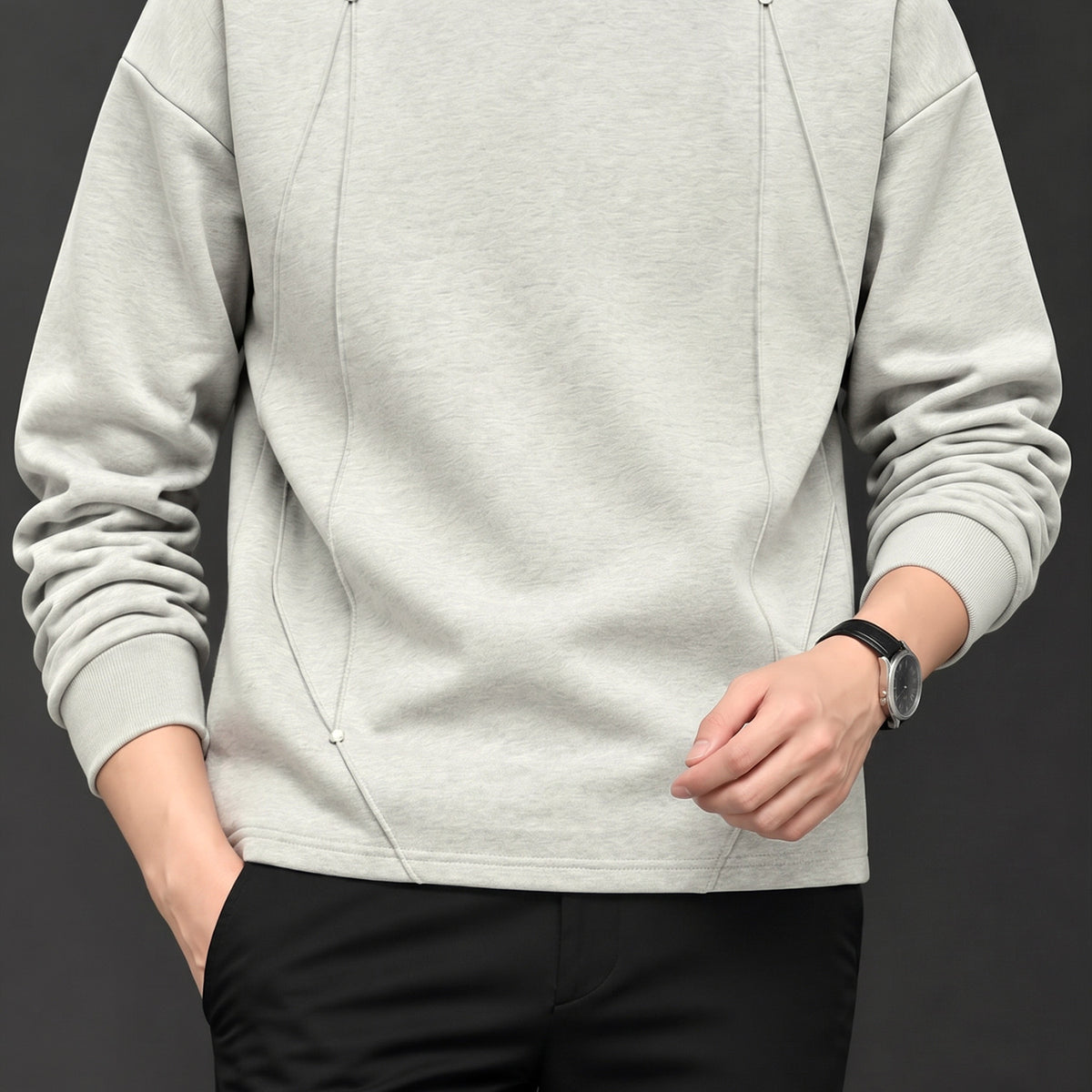 Turbo Geometric Piping Imported Round Neck Men's Sweatshirt