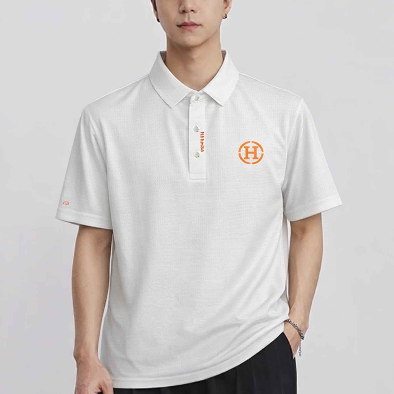 Hrms Orange Accent Logo Style Men's Polo Shirt