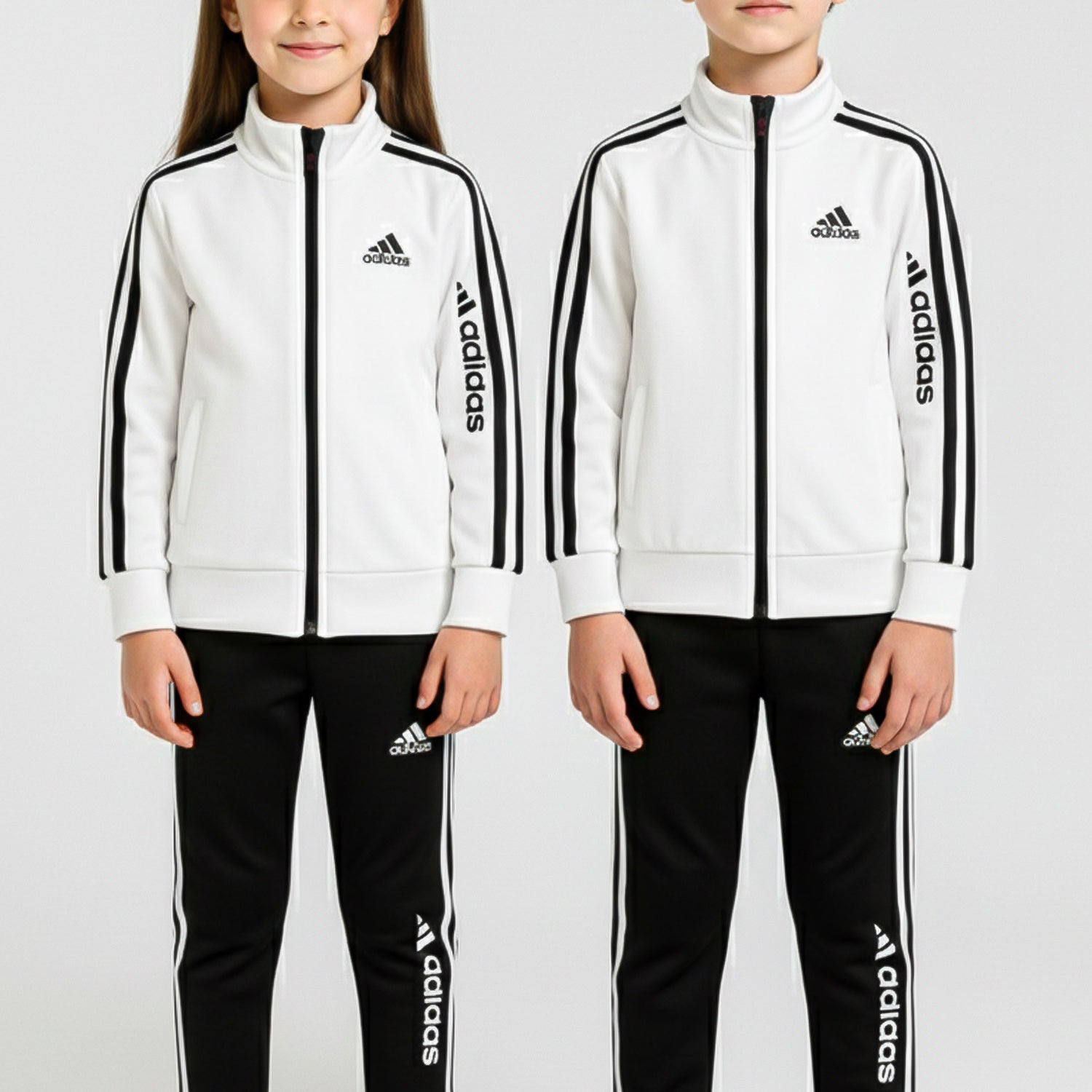 Adds Imported Multi-Slogans Unisex Kids Tracksuit In White