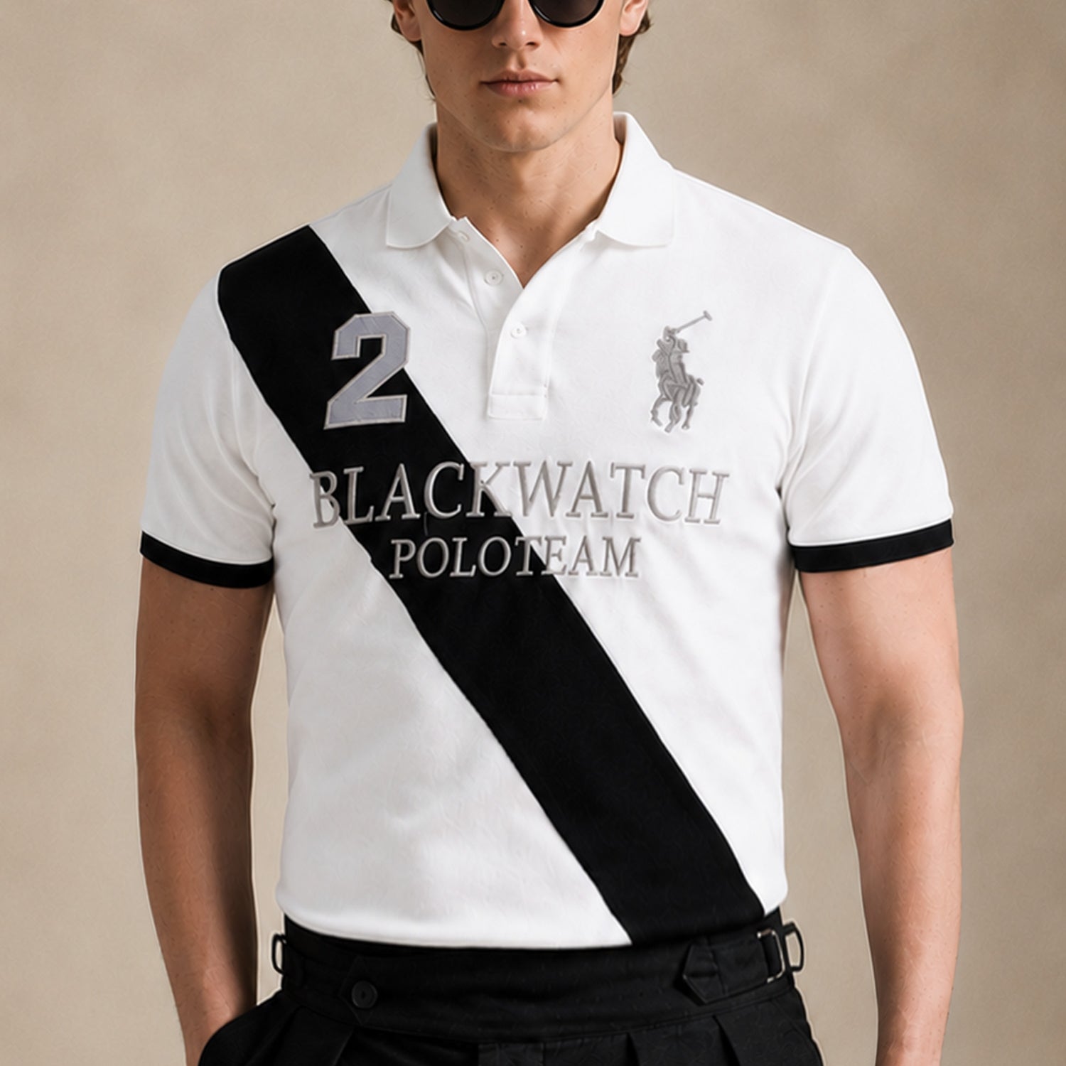 Plo Rph Lren Prominent Diagonal Stripe Men's Polo Shirt